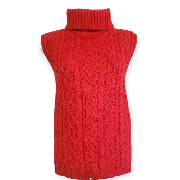 Valerie Stevens Sweaters - NWOT Valerie Stevens red cotton cable knit turtleneck sweater Womens Large